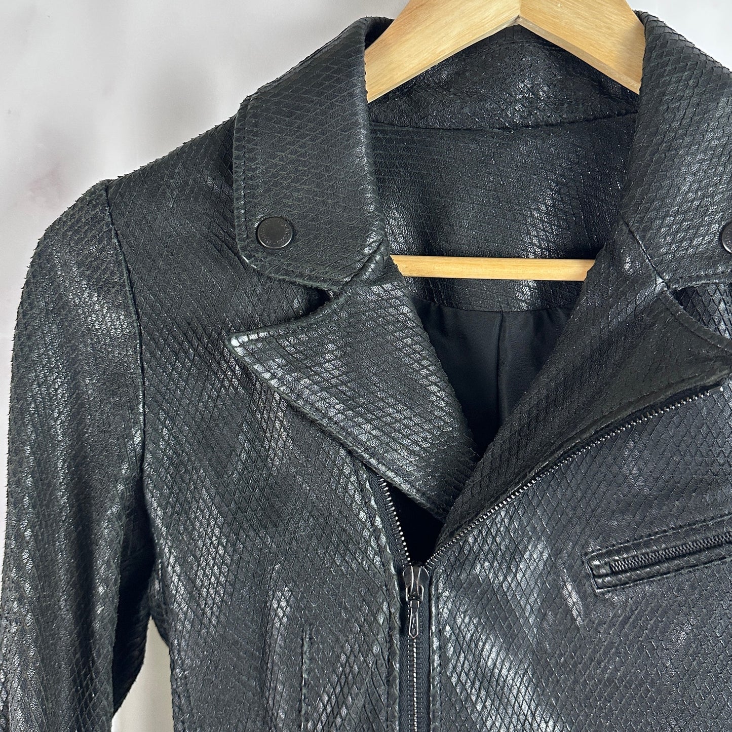 Hysteric Glamour Sheepskin Python Black Leather Riders Jacket