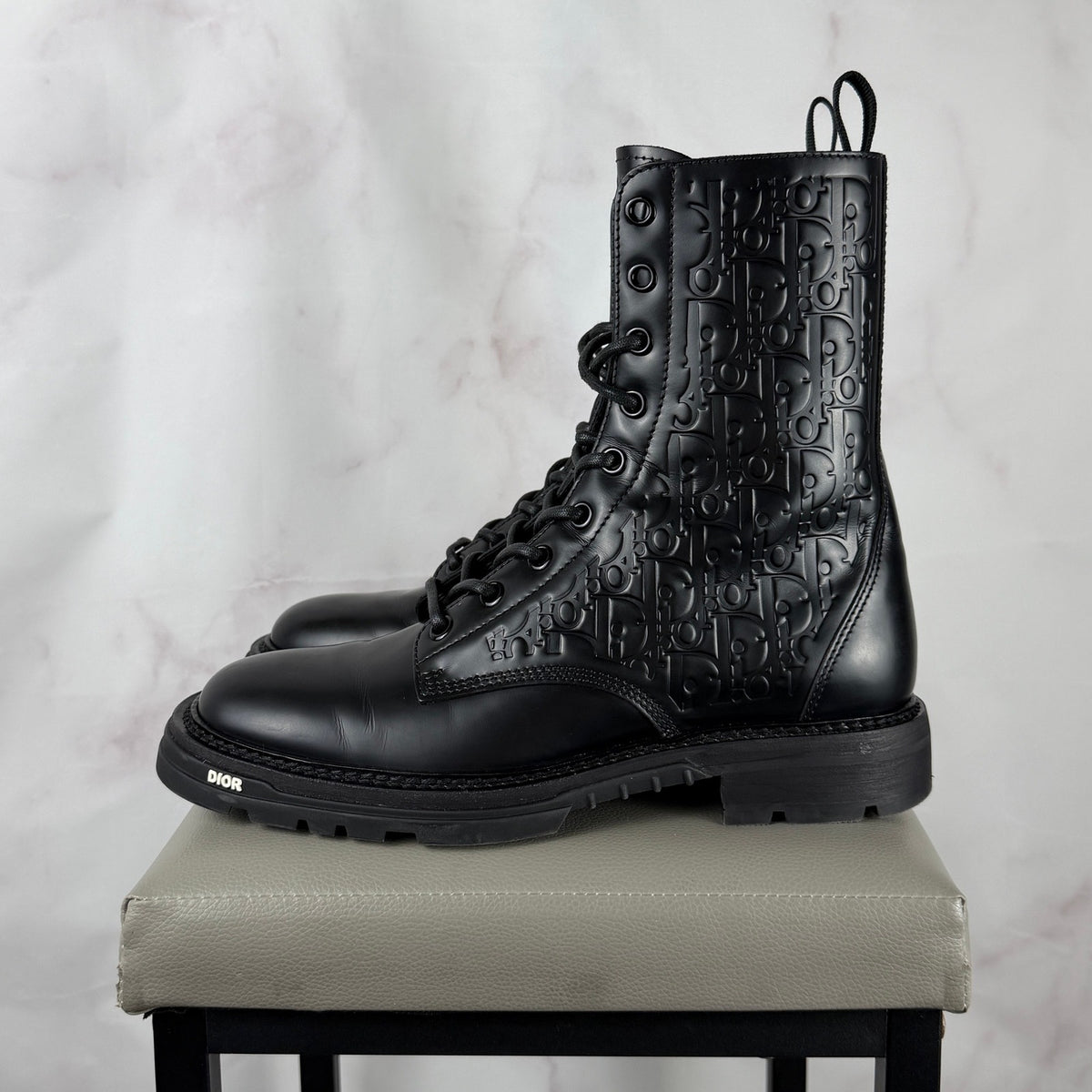 Dior Explorer 2 Black Embossed Oblique Leather Boots