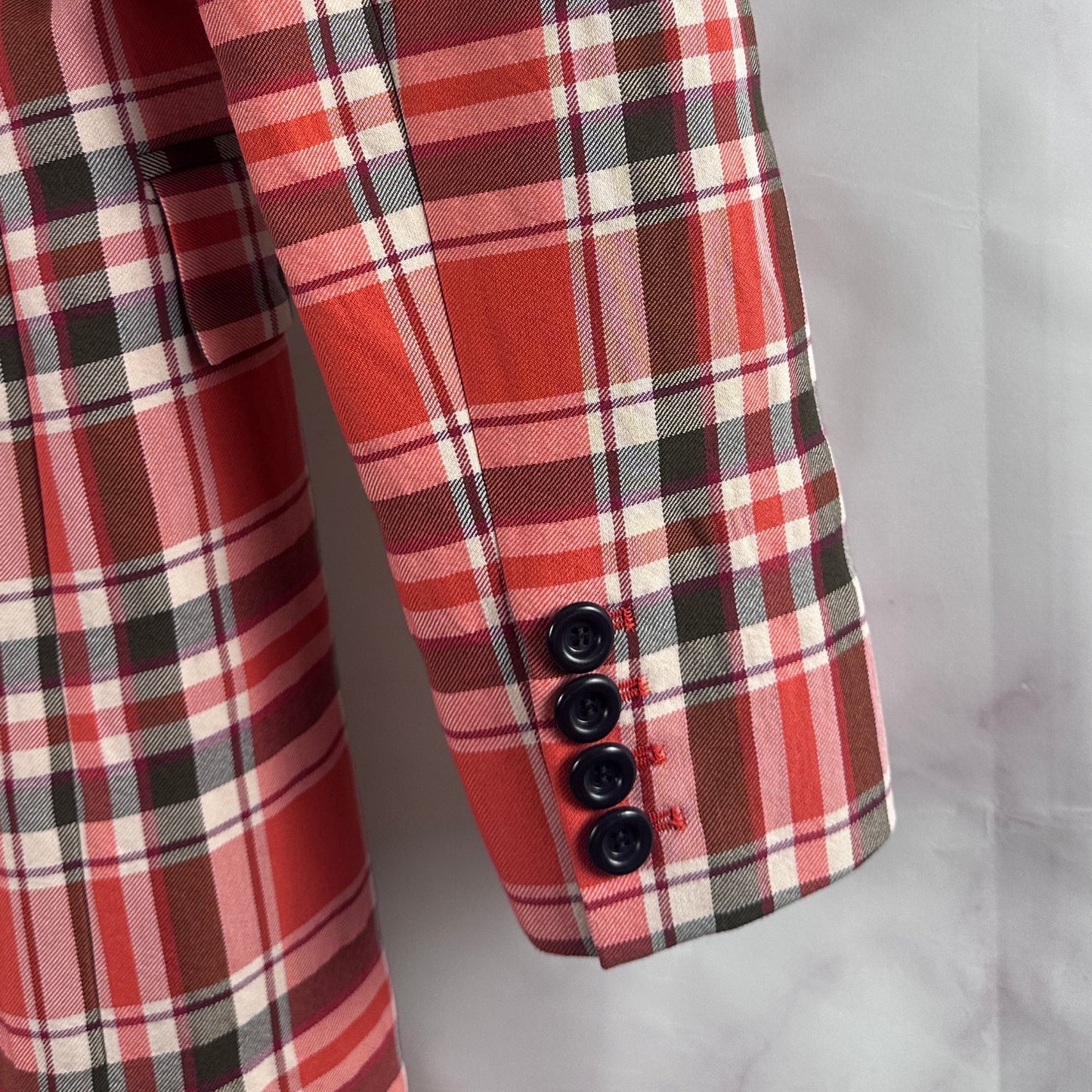 Acne Studios Red Belted Checked Coat