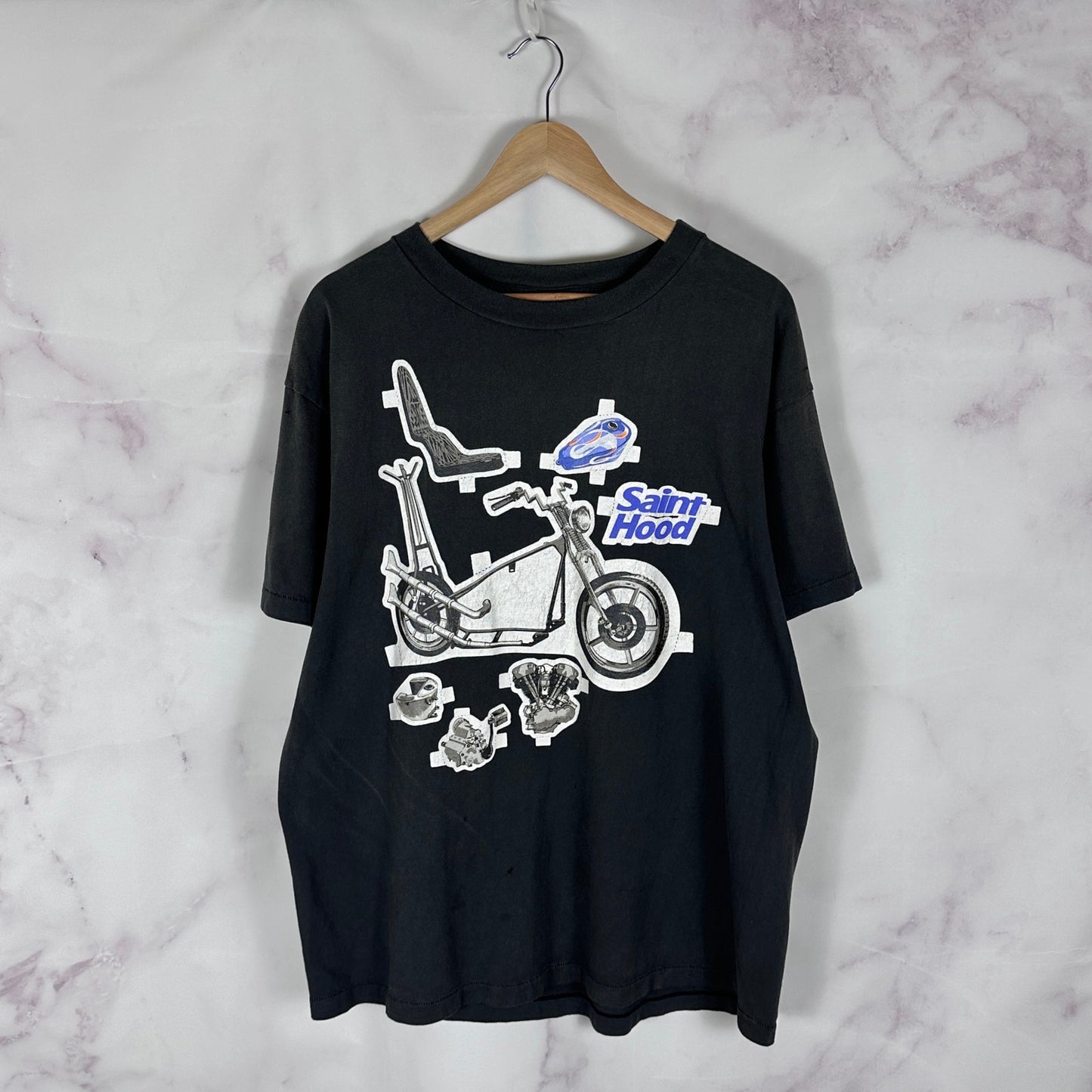 Saint Michael x Neighborhood ‘Saint Hood’ Grey Motorcycle Tee