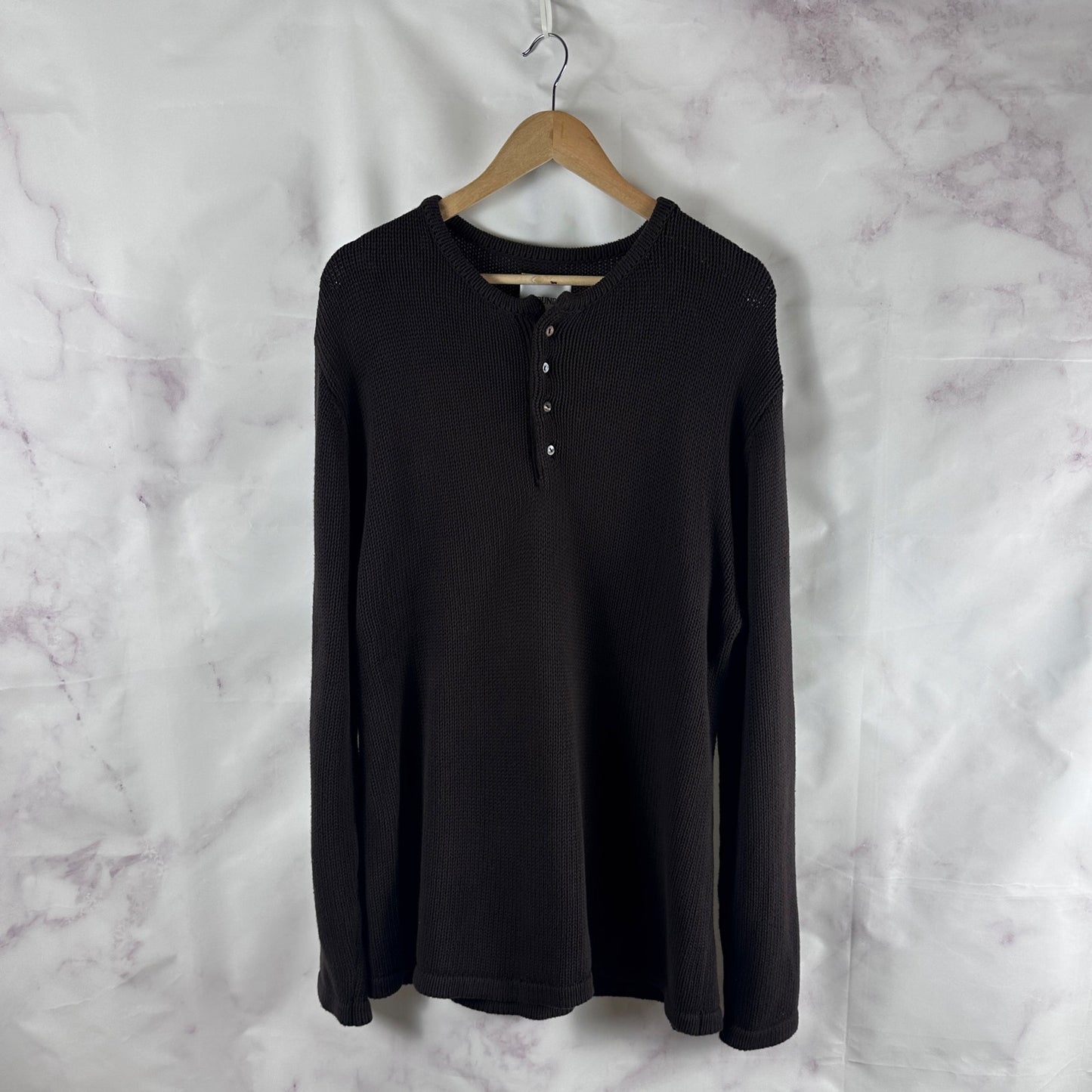 Found Co. Brown Knit Henley Sweater