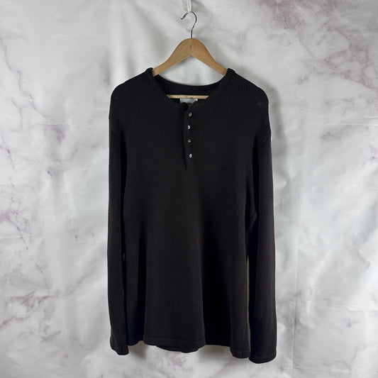 Found Co. Brown Knit Henley Sweater