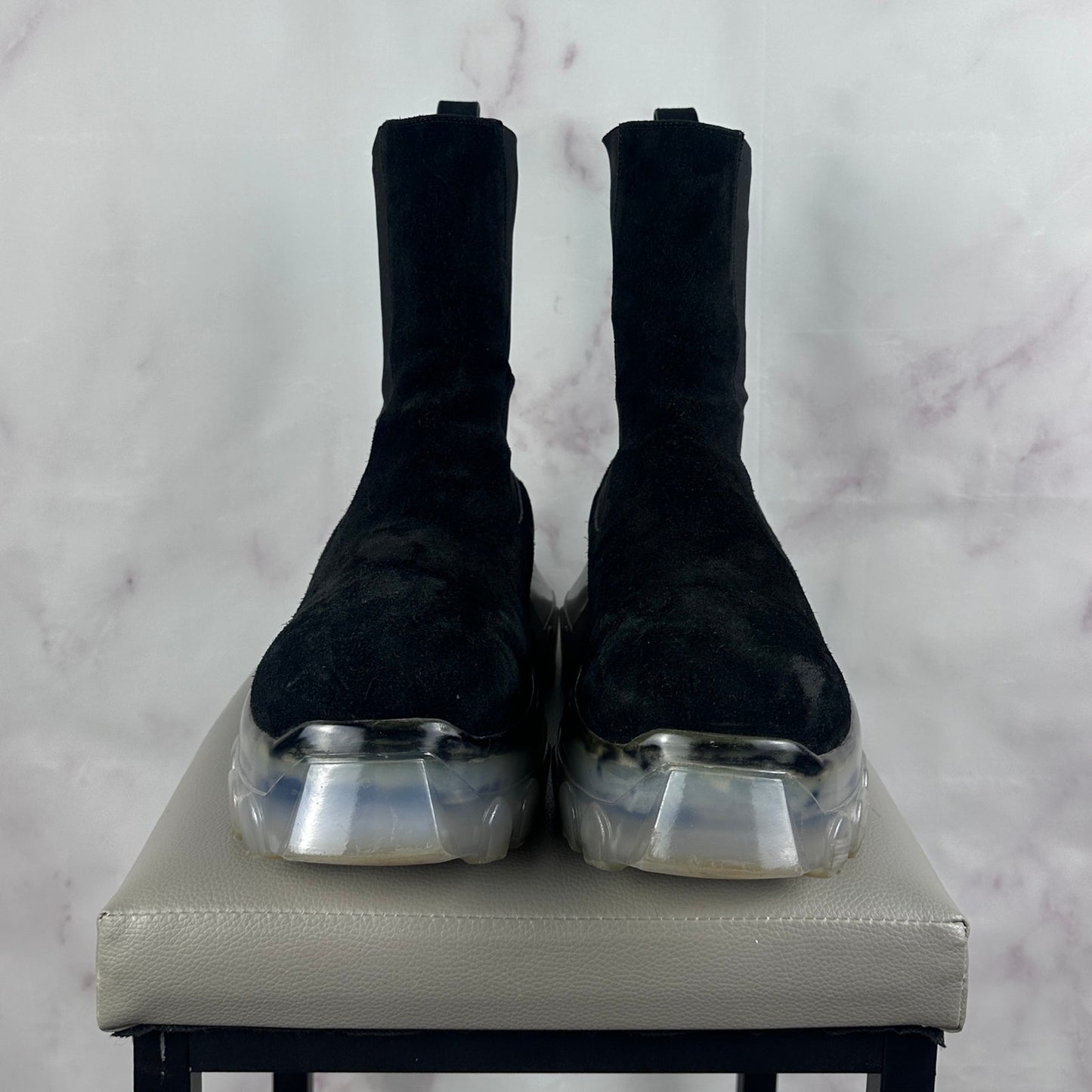 Rick Owens Black Suede Bozo Beatle Tractor Boot