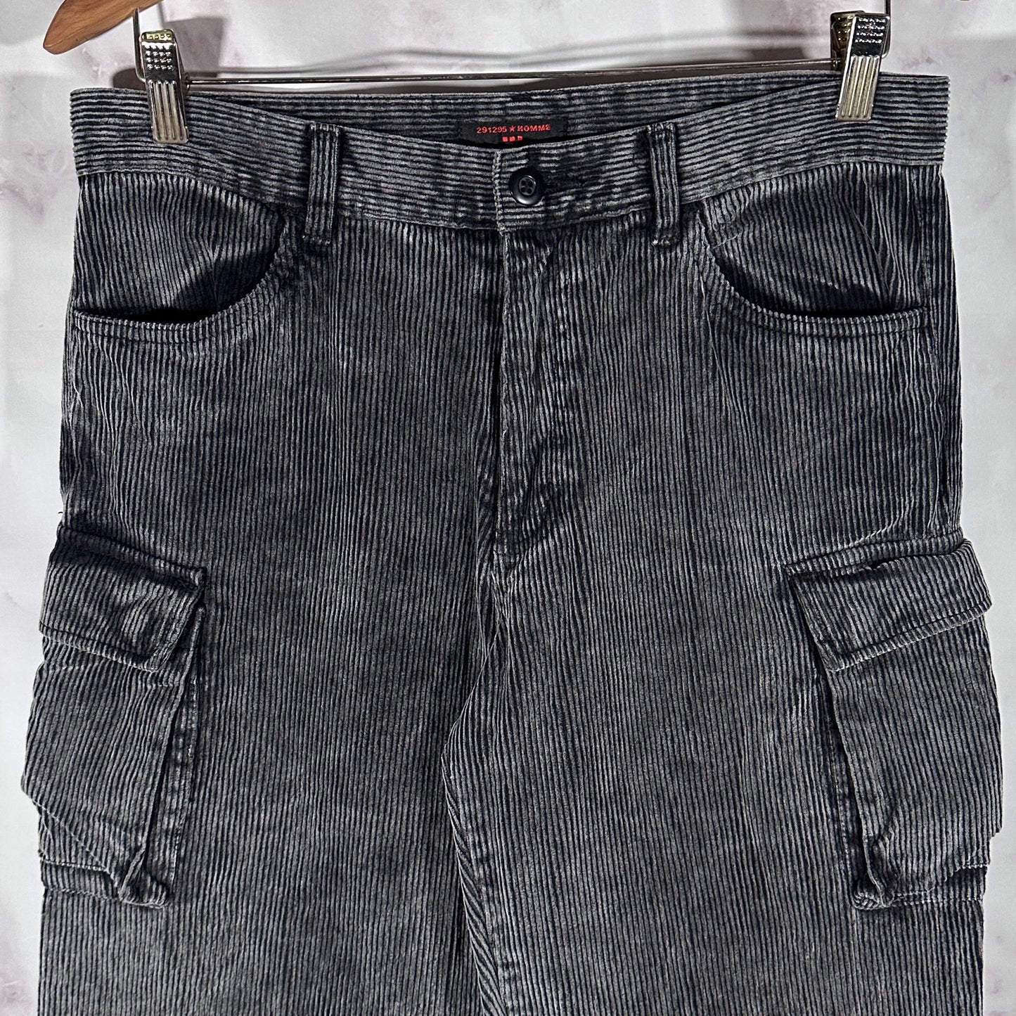 291295 Homme Grey Corduroy Cargo Pants