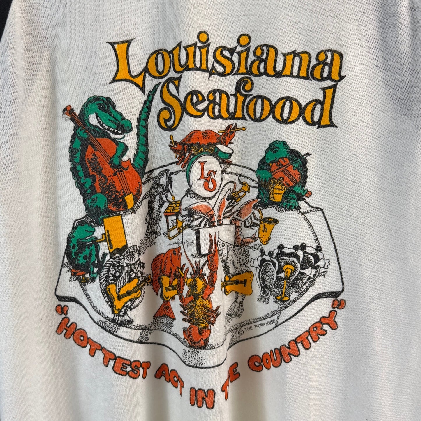 Vintage 80s Louisiana Seafood Baseball Shirt