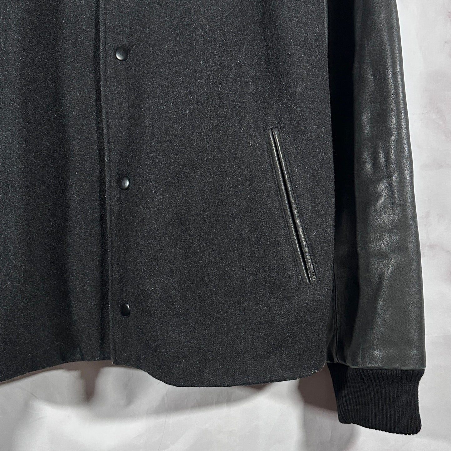 Wool & Leather Black Varsity Jacket