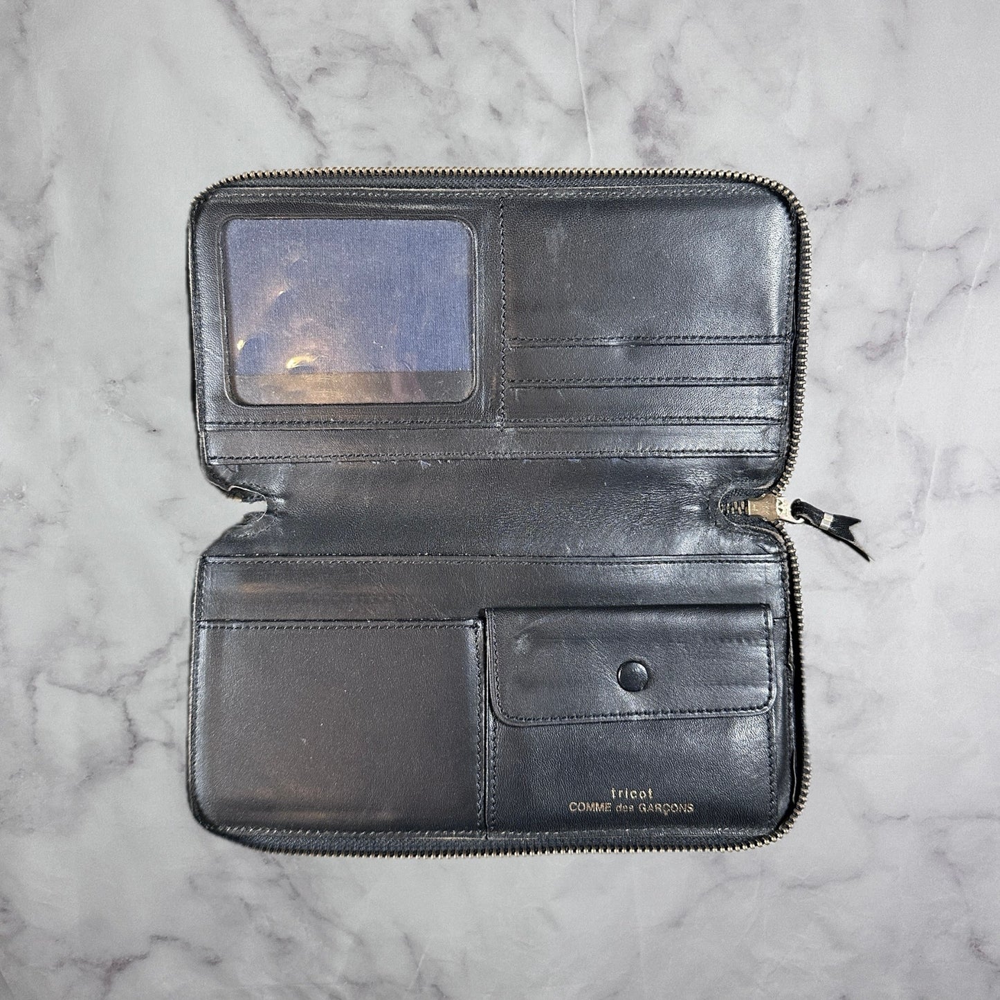 Comme des Garçons tricot Black Leather Zipper Wallet