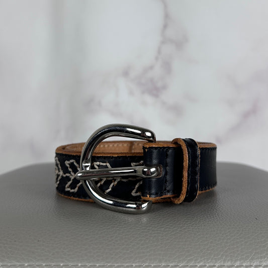 Y’s Yohji Yamamoto Black Contrast Stitch Leather Western Belt