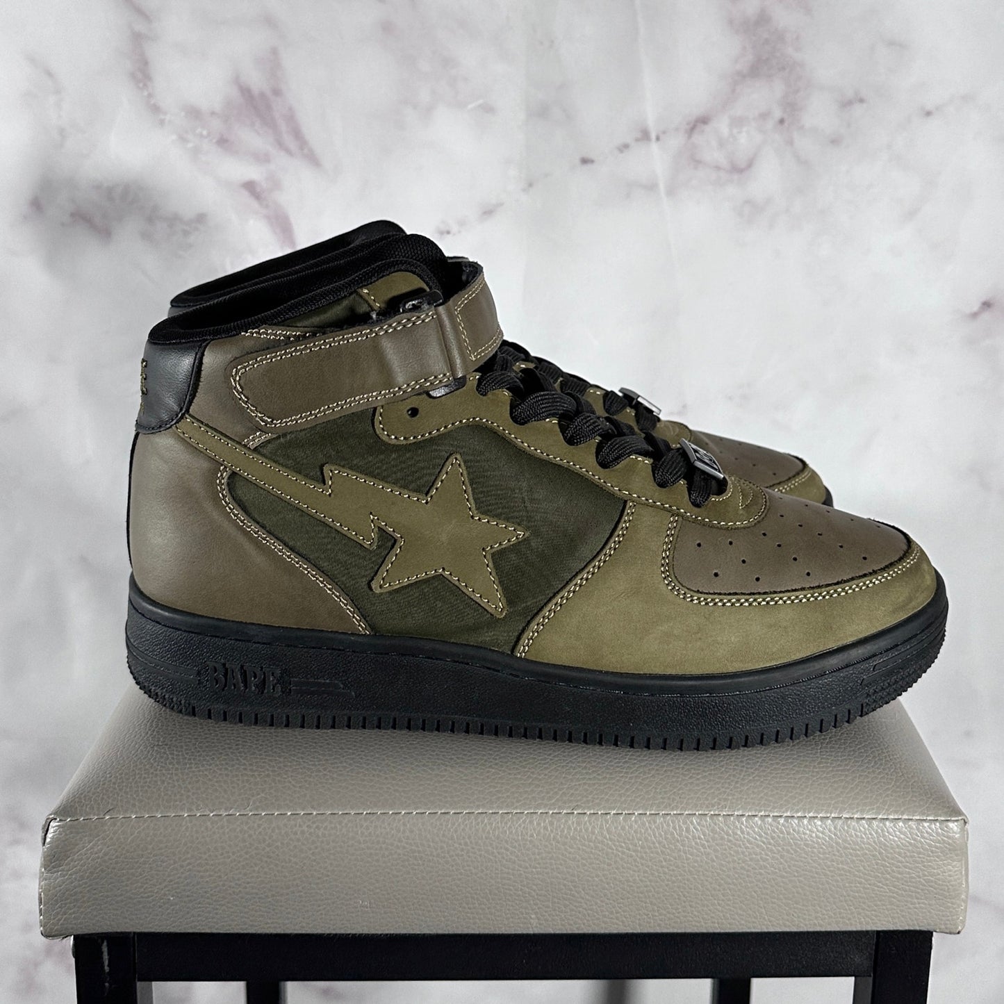 A Bathing Ape Bapesta High Olive Green