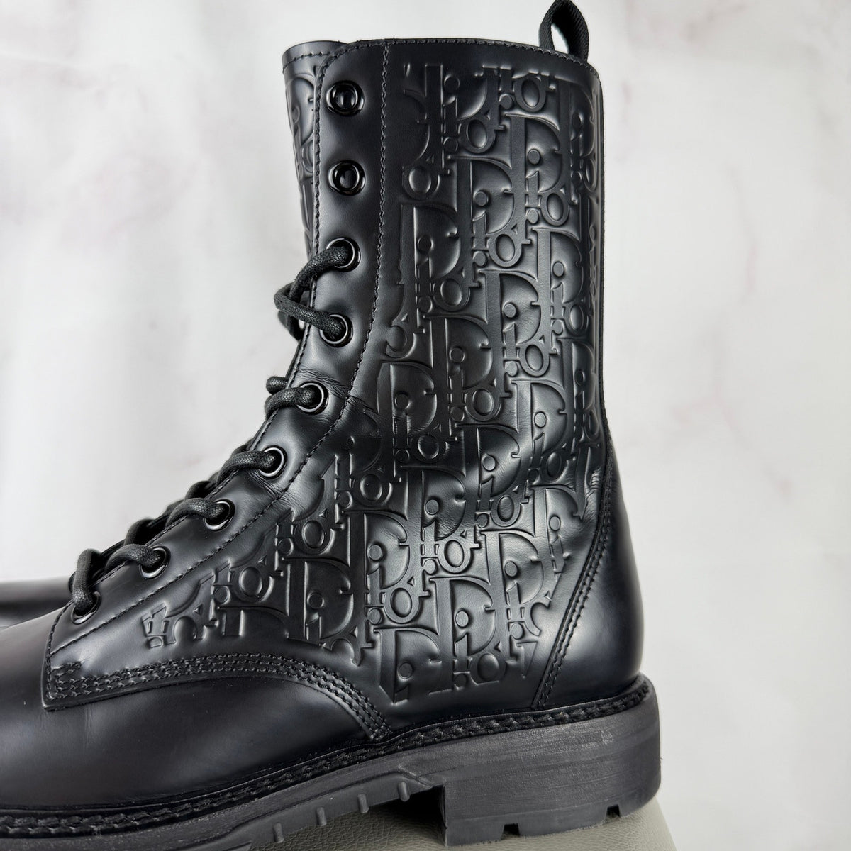 Dior Explorer 2 Black Embossed Oblique Leather Boots
