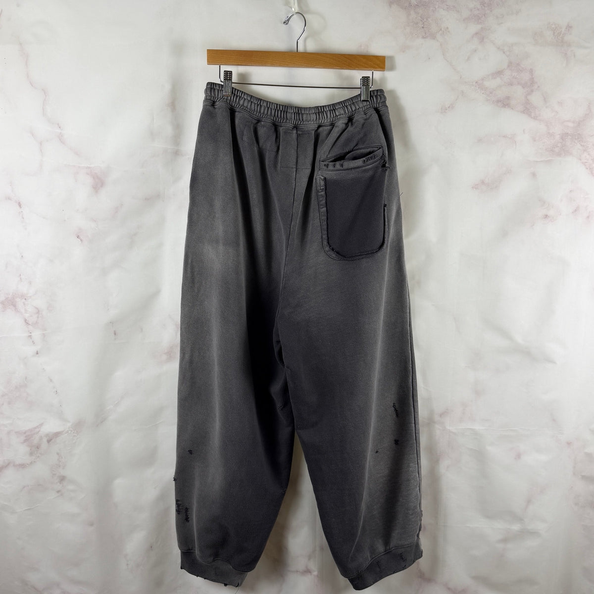 Miharayasuhiro Wide Distressed Faded Grey Sweatpants