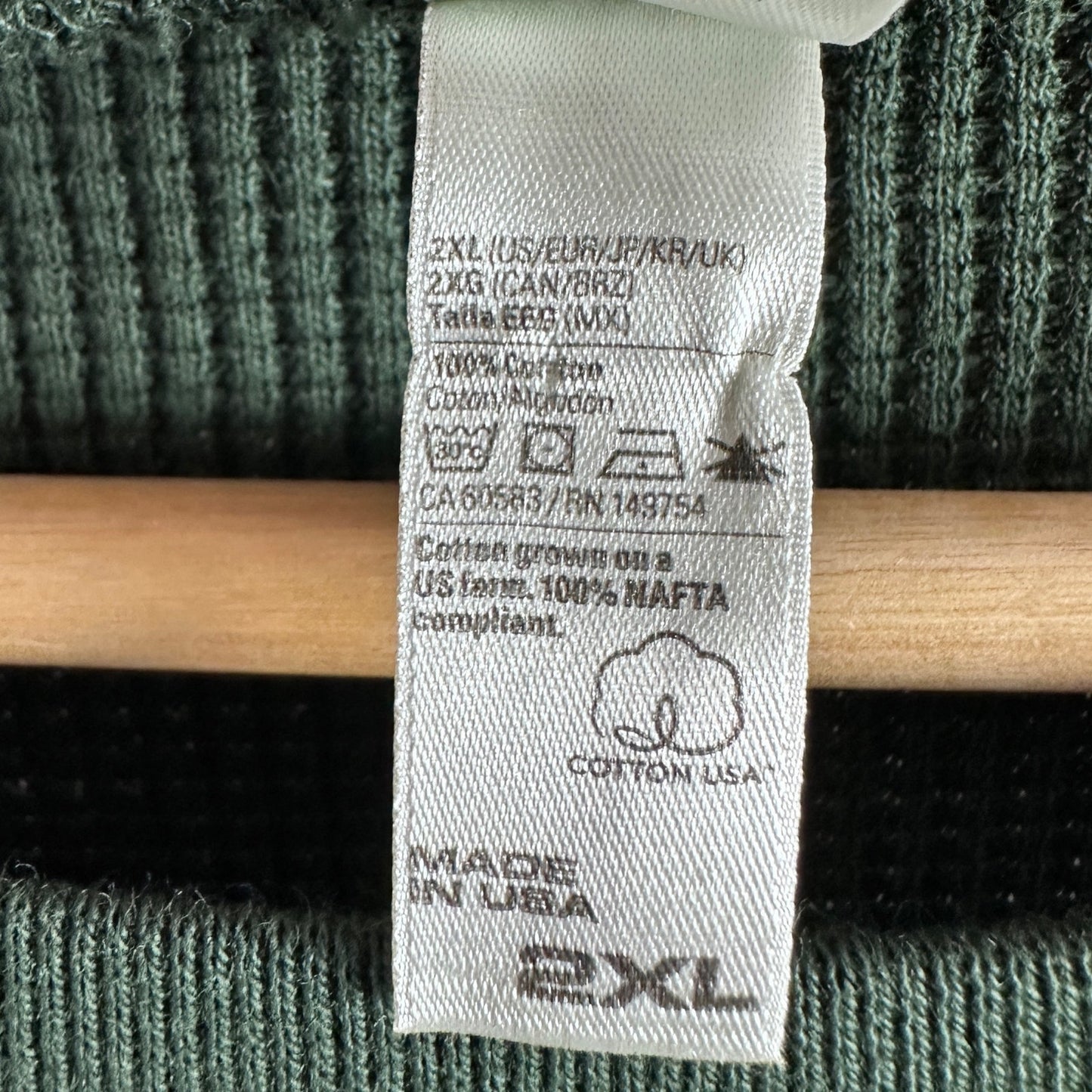 Los Angeles Apparel Green Waffle Knit Longsleeve