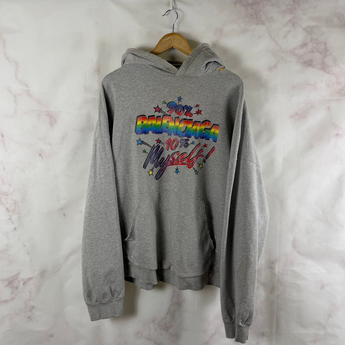 Balenciaga 90/10 Grey Distressed Hoodie