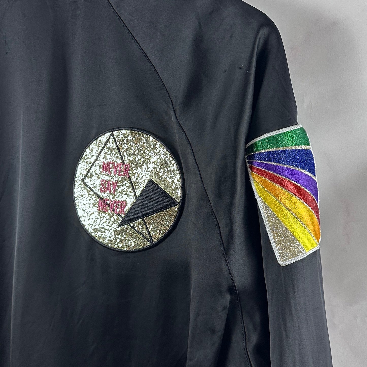 Saint Laurent Paris Never Say Never Black Embellished Bomber