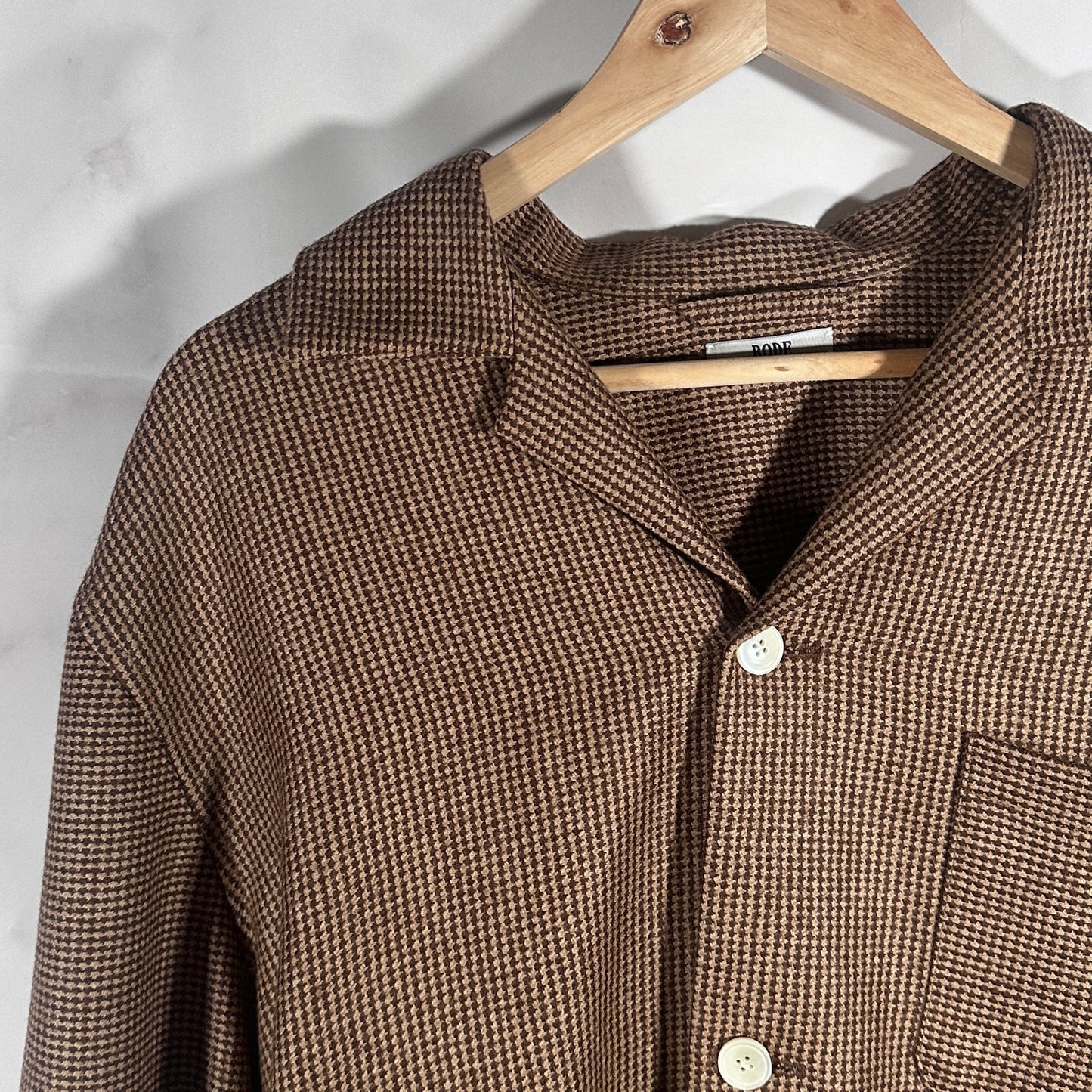 Bode Houndstooth Brown Chore Shirt