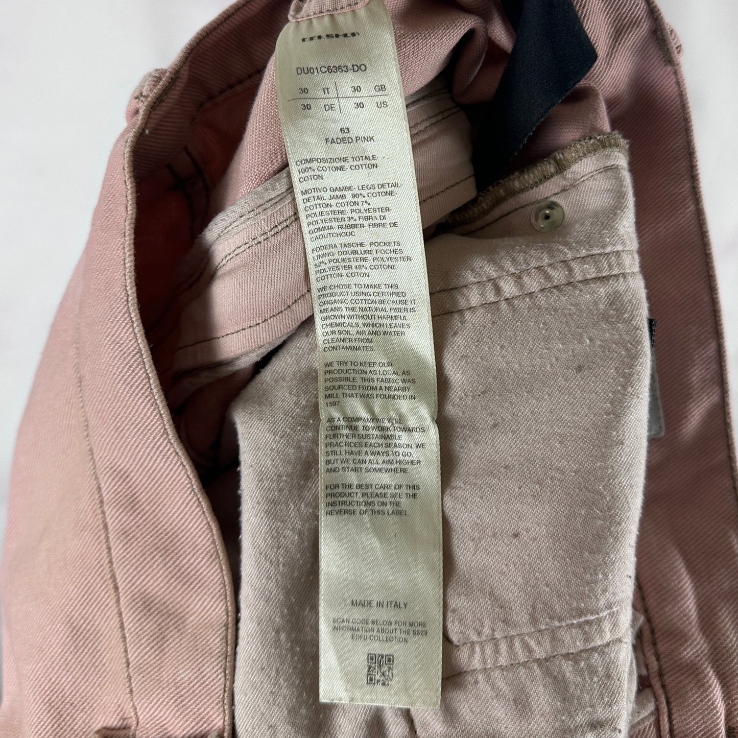 Rick Owens DRKSHDW S/S23 Edfu Bolan Banana Cut Faded Pink Denim
