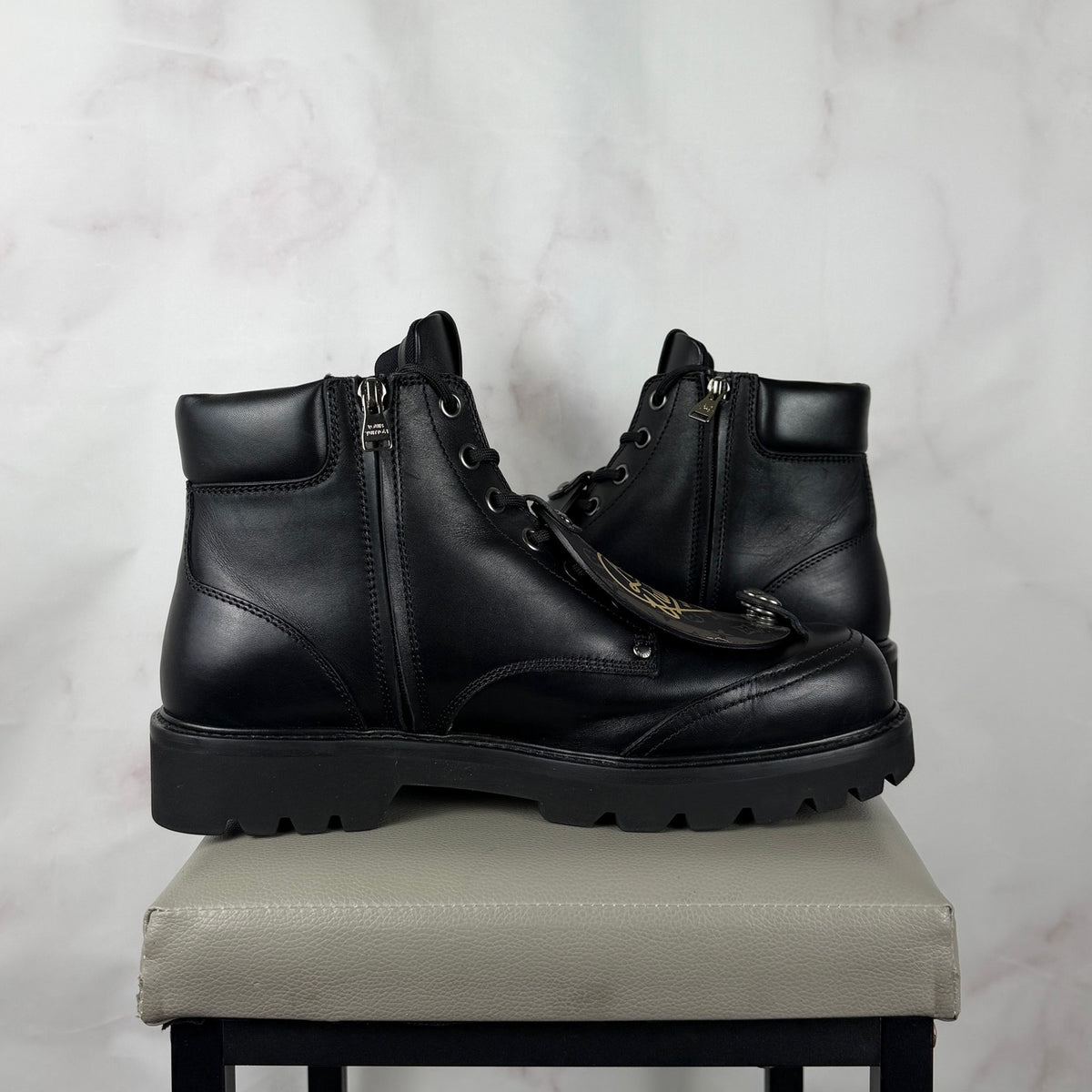 Louis Vuitton x Nigo Oberkampf LV Made Black Leather Ankle Boot