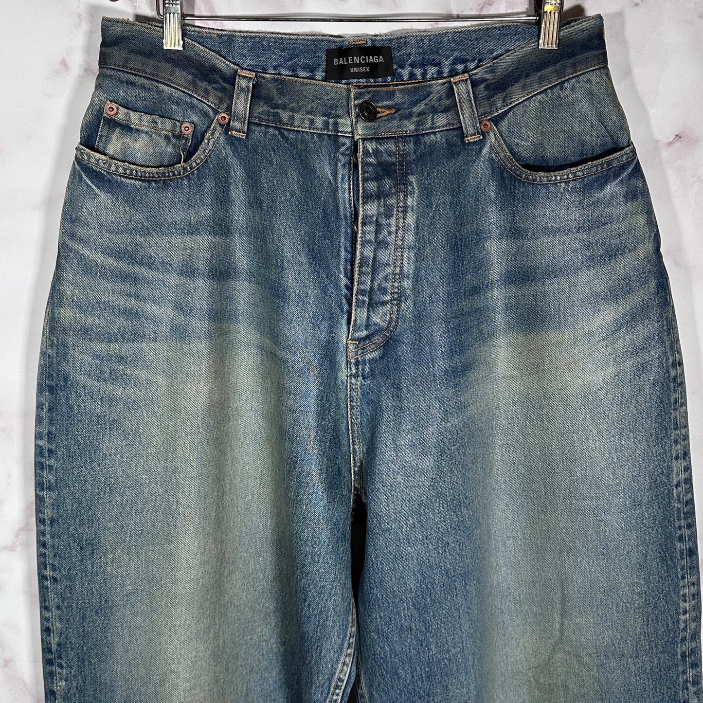 Balenciaga Waxed Baggy Blue Denim