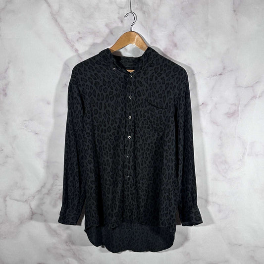 Beams International Gallery Black Leopard Print Shirt