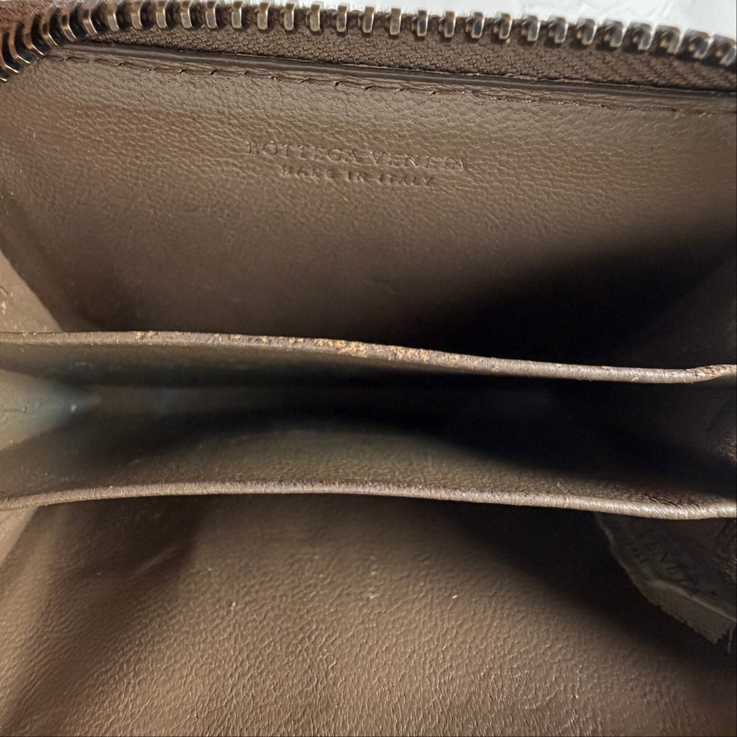 Bottega Veneta Intrecciato Woven Metallic Leather Zipper Wallet