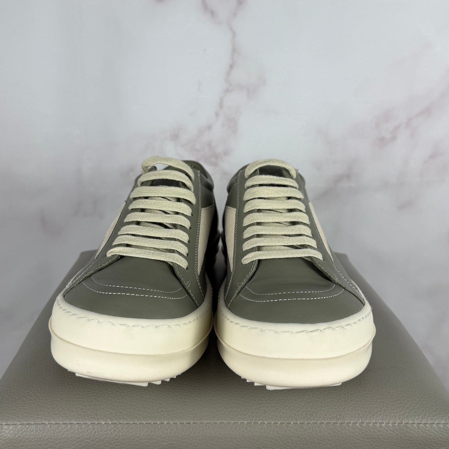 Rick Owens Leather Vintage Sneaks Celadon/Milk