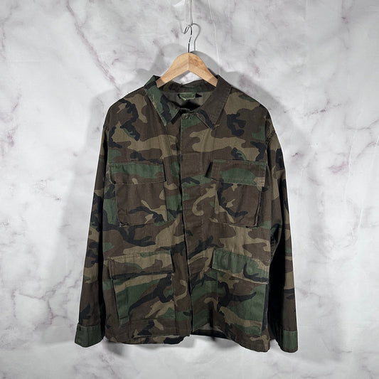 Vintage Military Woodland Camo BDU Jacket