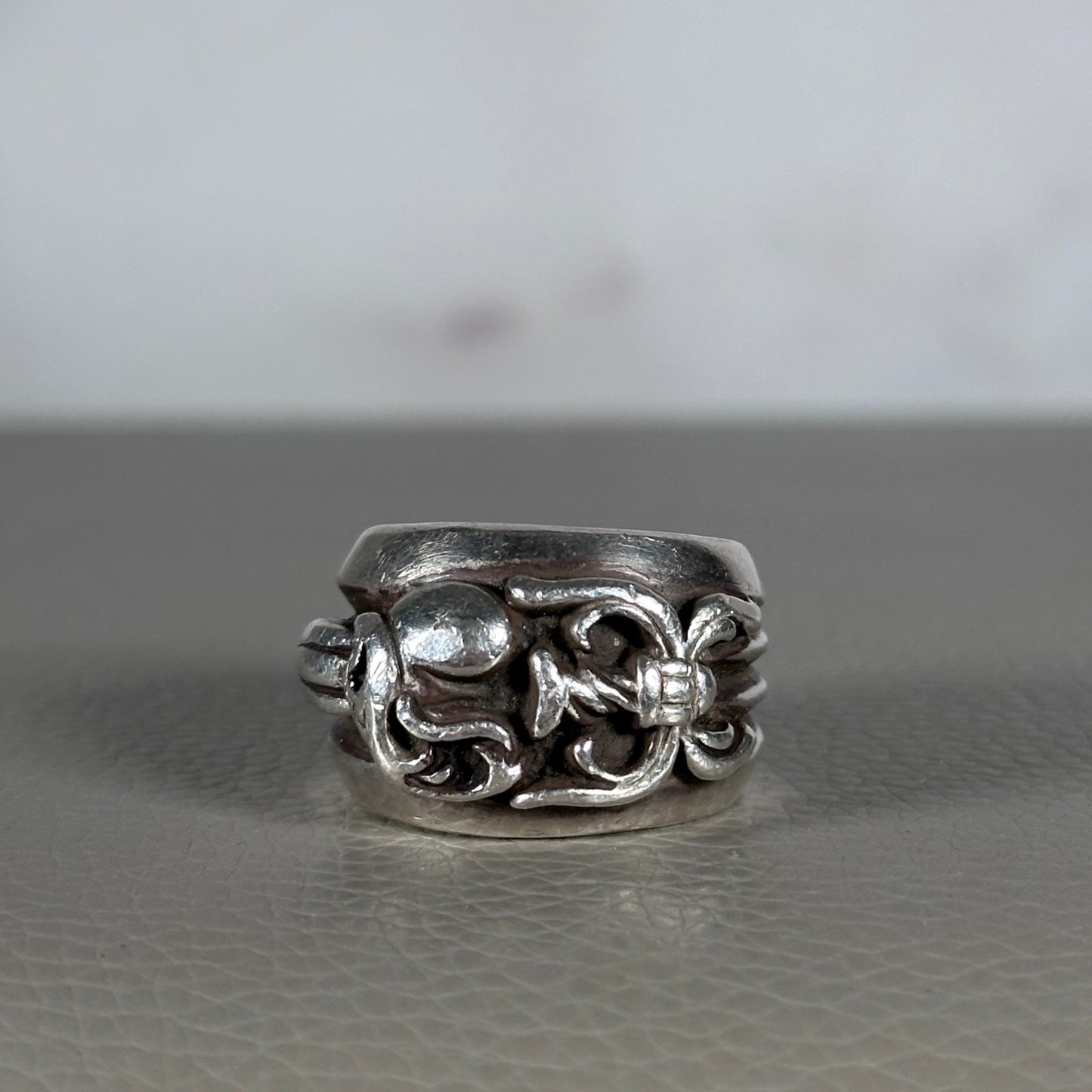 Chrome Hearts Silver Heart Dagger Ring