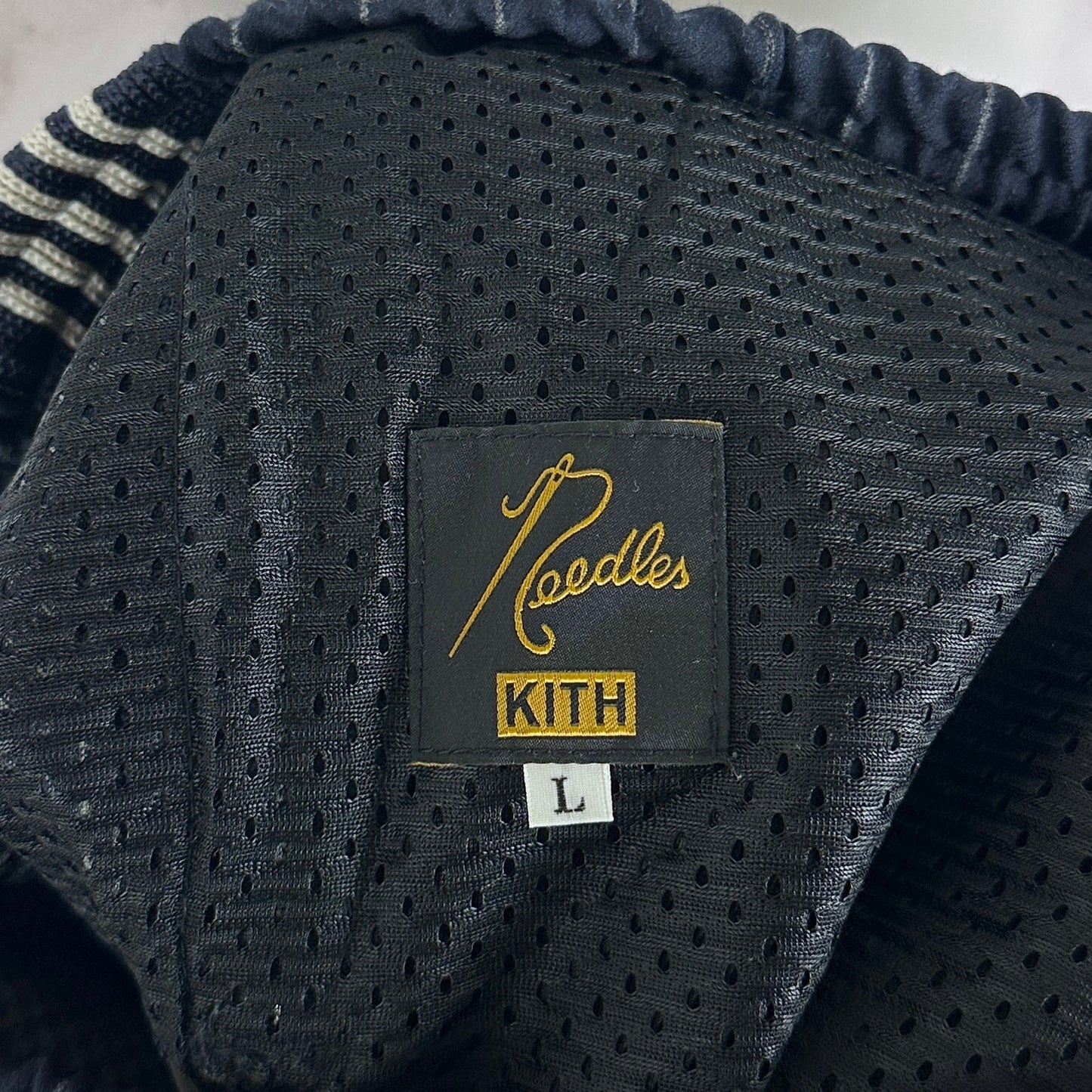 Needles x Kith Double Knit Navy Striped Track Pants