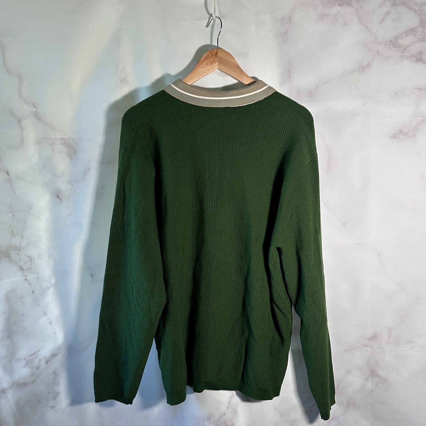 Malbon Golf Pine Green Core Zip-Up Sweater