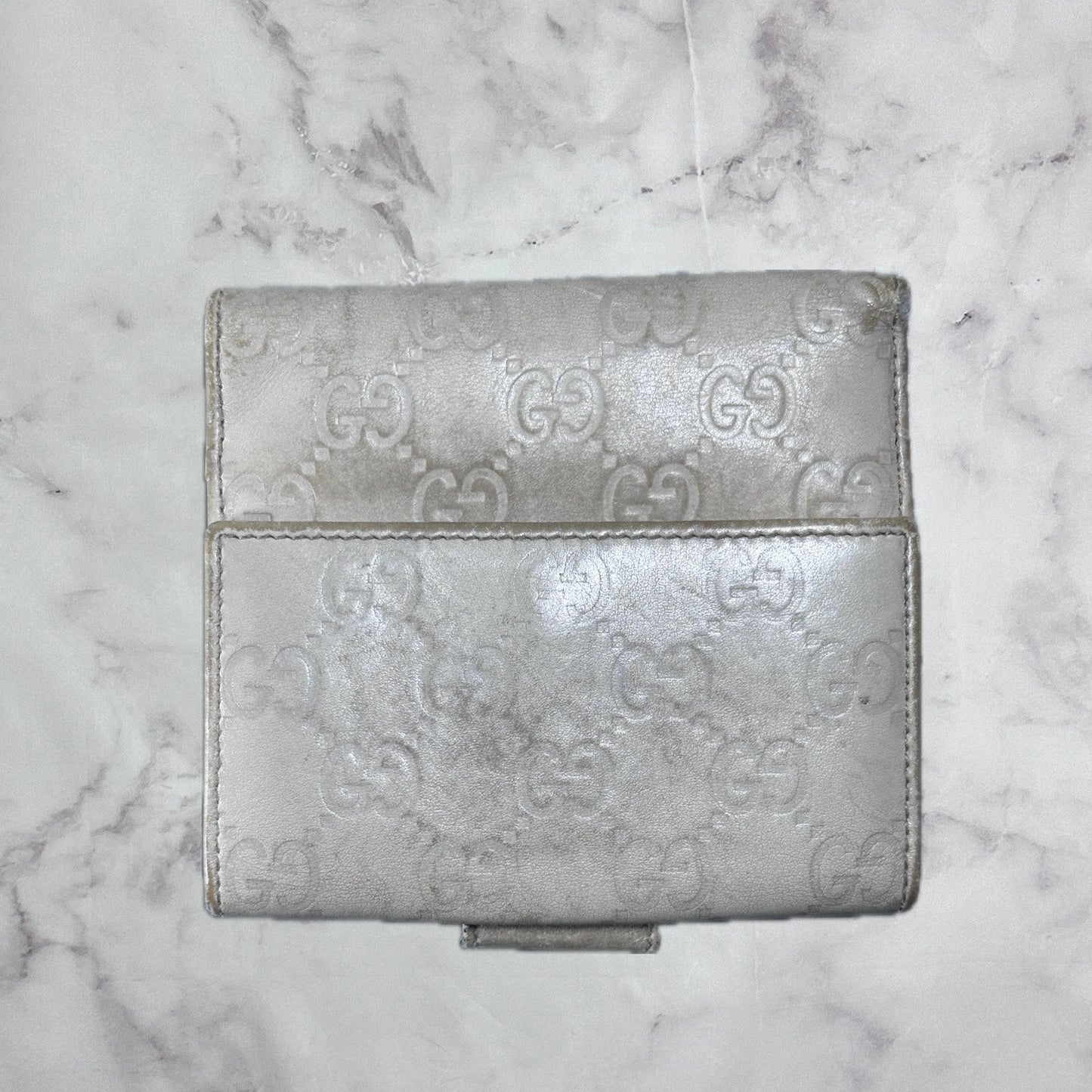 Gucci Cream Bifold Monogram Button Wallet