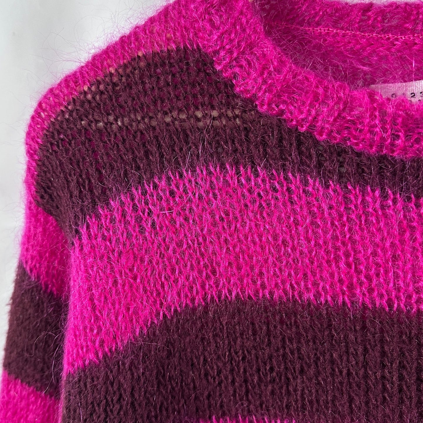 Maison Margiela Miss Deanna Pink Striped Mohair Sweater
