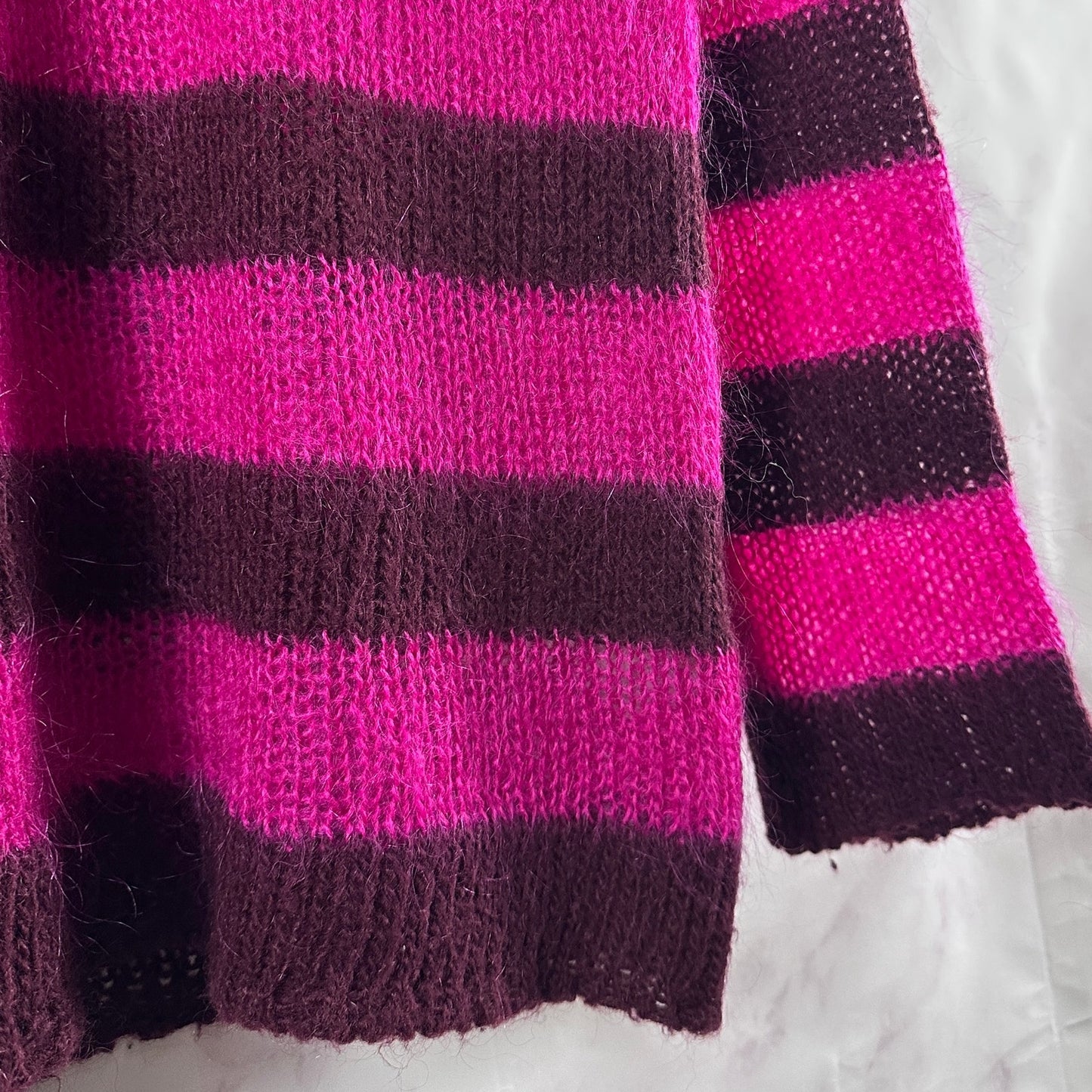 Maison Margiela Miss Deanna Pink Striped Mohair Sweater