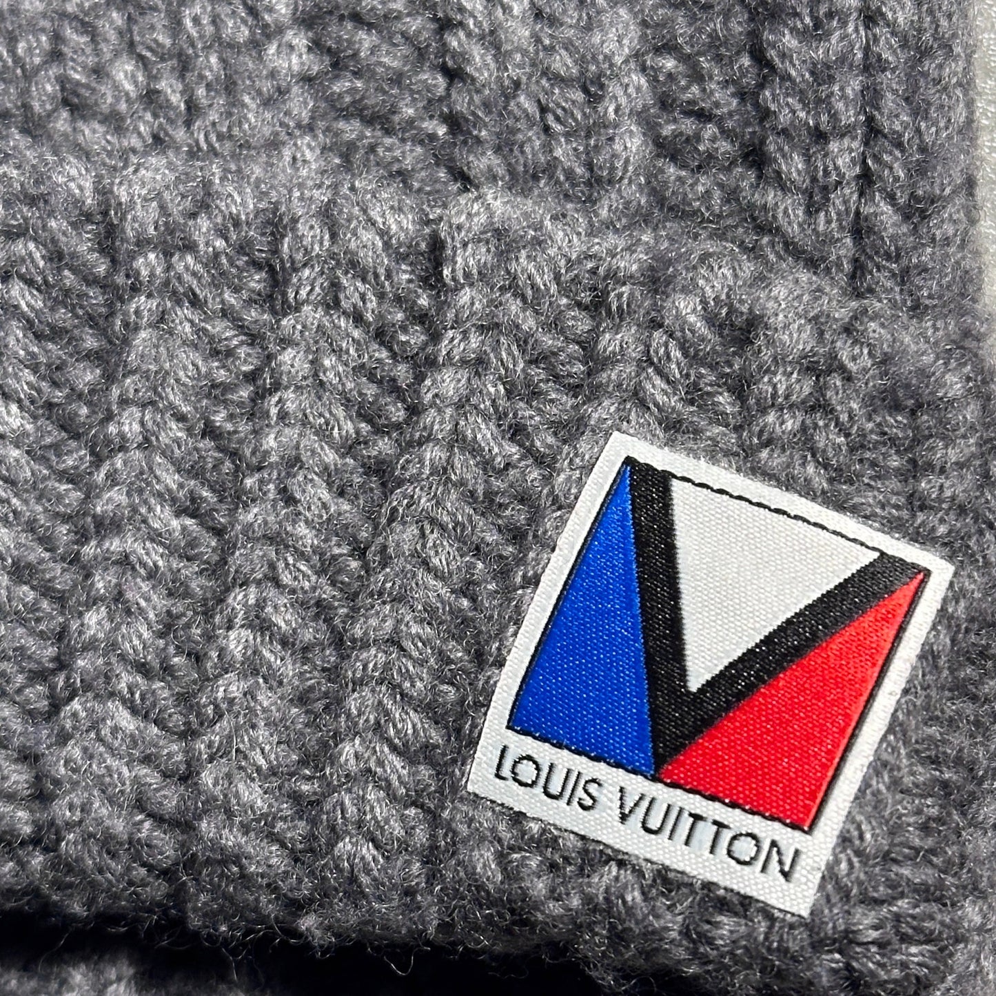 Louis Vuitton Grey V Logo Wool Beanie