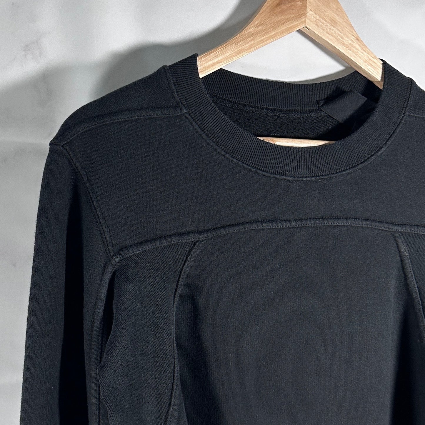 Rick Owens DRKSHDW Black Long Asymmetrical Crewneck