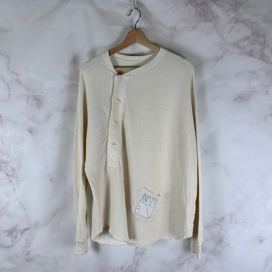 Soshiotsuki Asymmetrical Cream Waffle Thermal Longsleeve Shirt