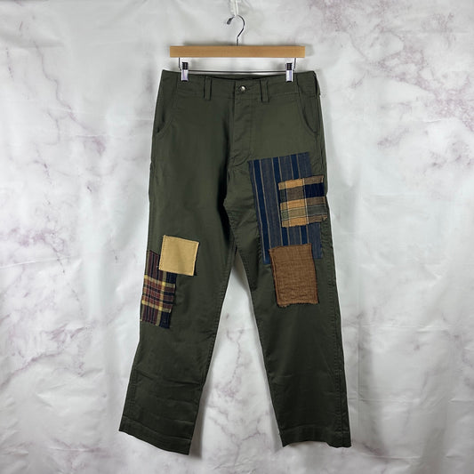 Kiriko Made Green Officer Patchwork Chino Pants
