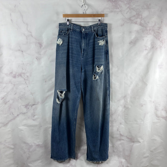 Balenciaga Baggy Distressed Blue Denim