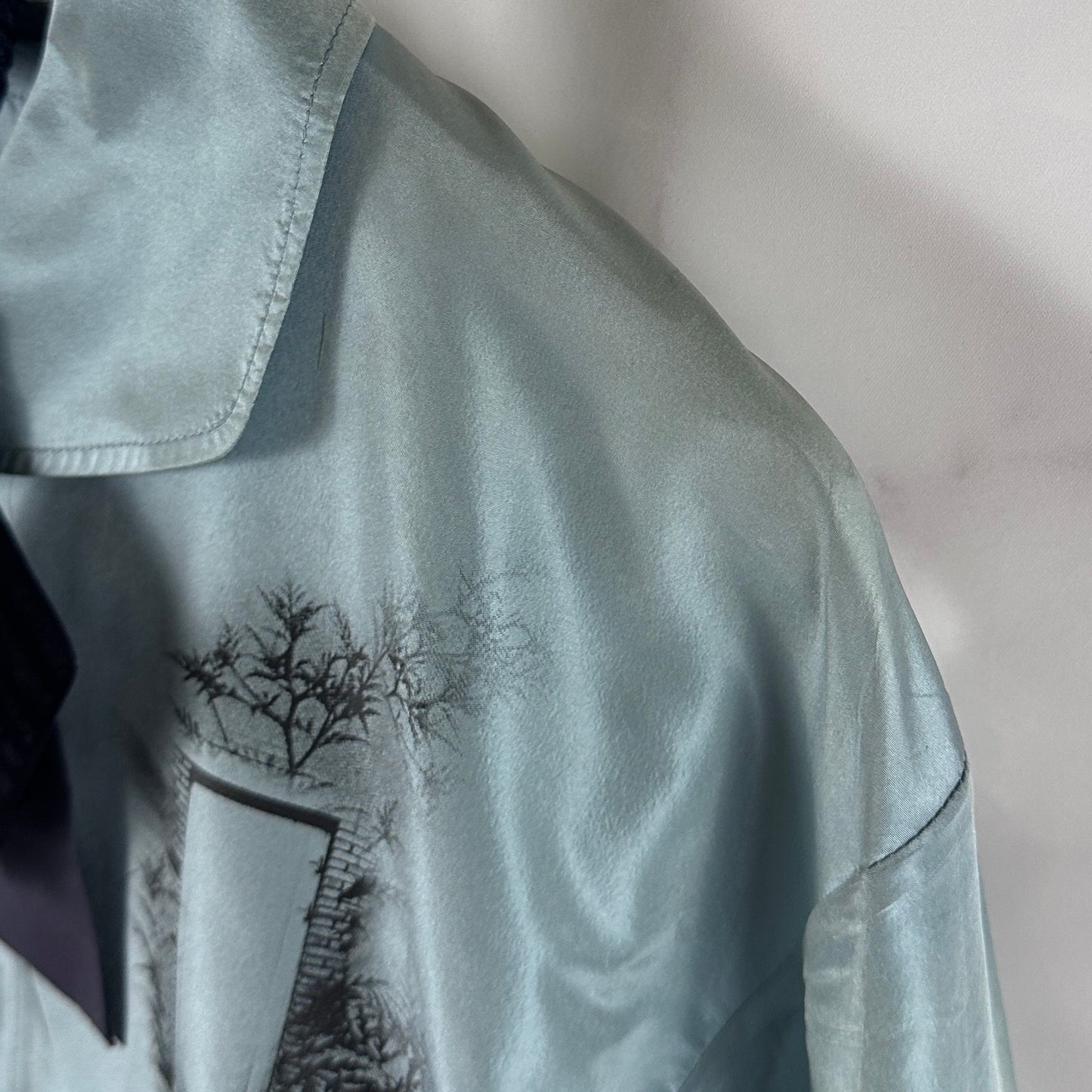 Prada A/W22 Blue Silk Printed Button-Up