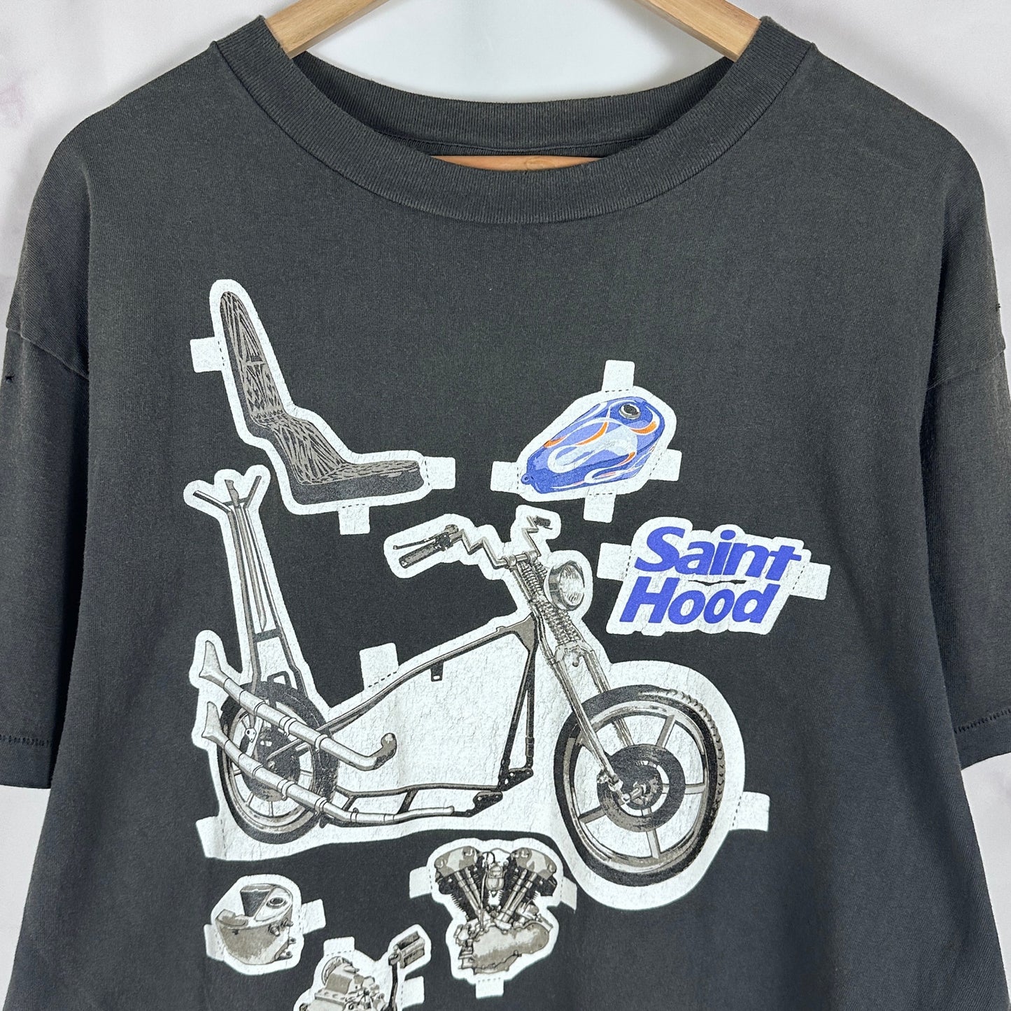 Saint Michael x Neighborhood ‘Saint Hood’ Grey Motorcycle Tee
