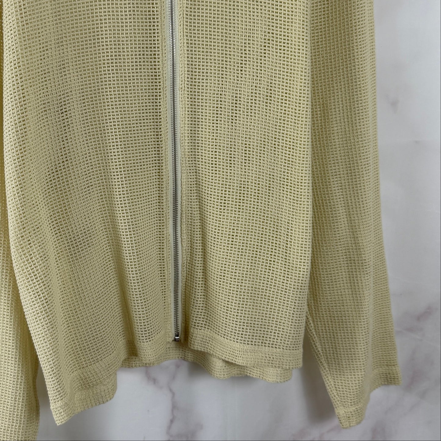 Stussy Cotton Mesh Cream Zip-Up Shirt