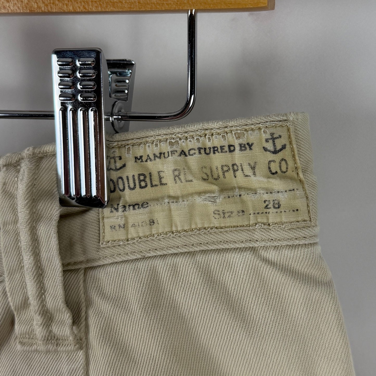 RRL Distressed Military Khaki Chino Shorts
