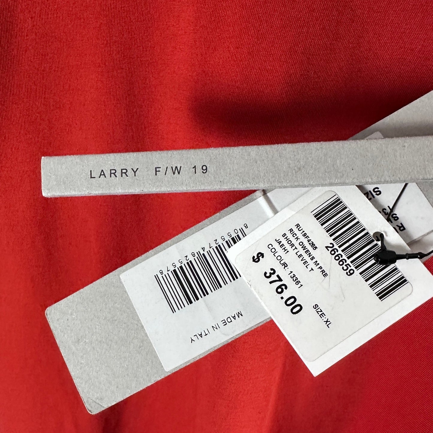 Rick Owens F/W19 Larry Mainline Cardinal Red Legaspi Tee