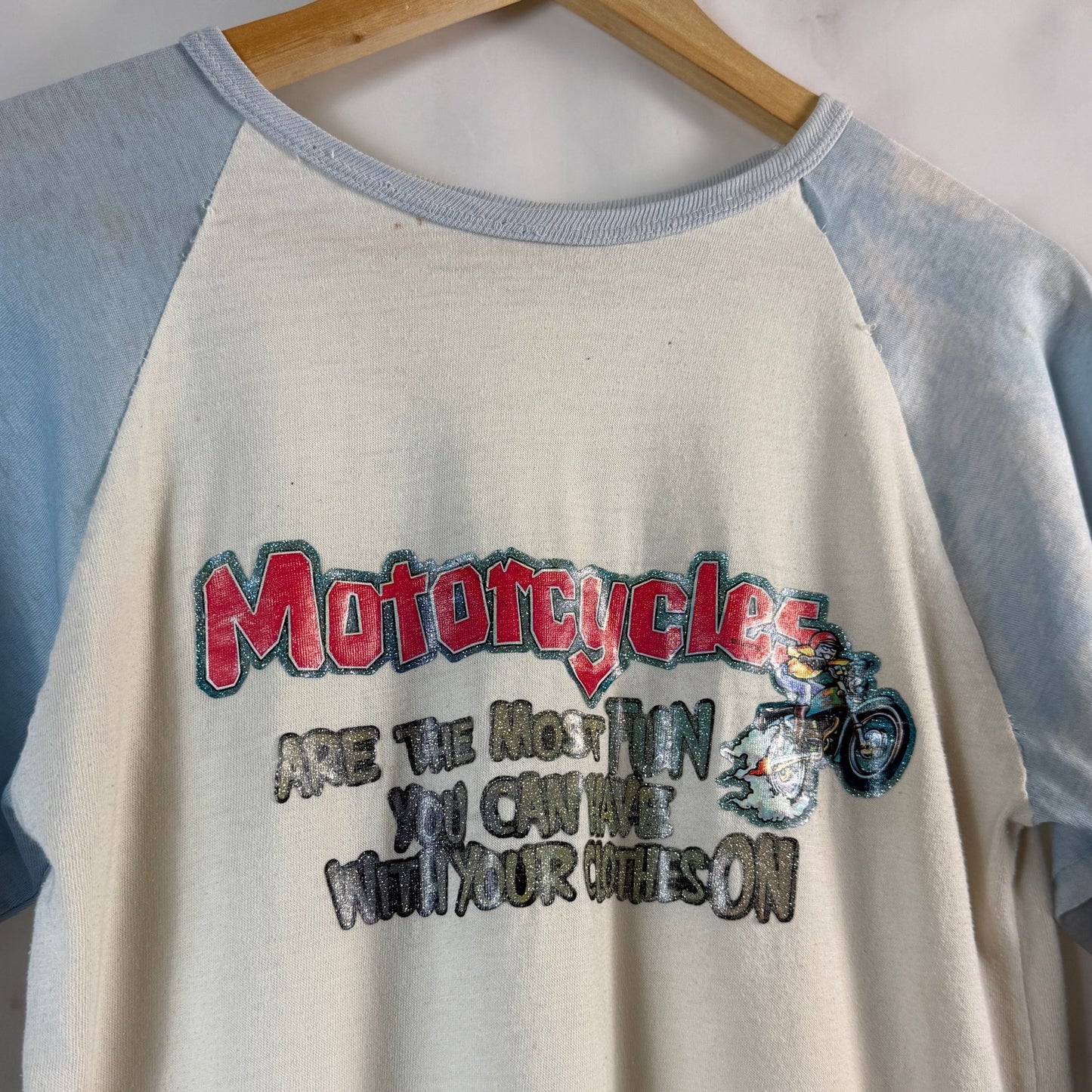 Vintage 1980 Roach Uncle Dougie Motorcycle Baseball Shirt