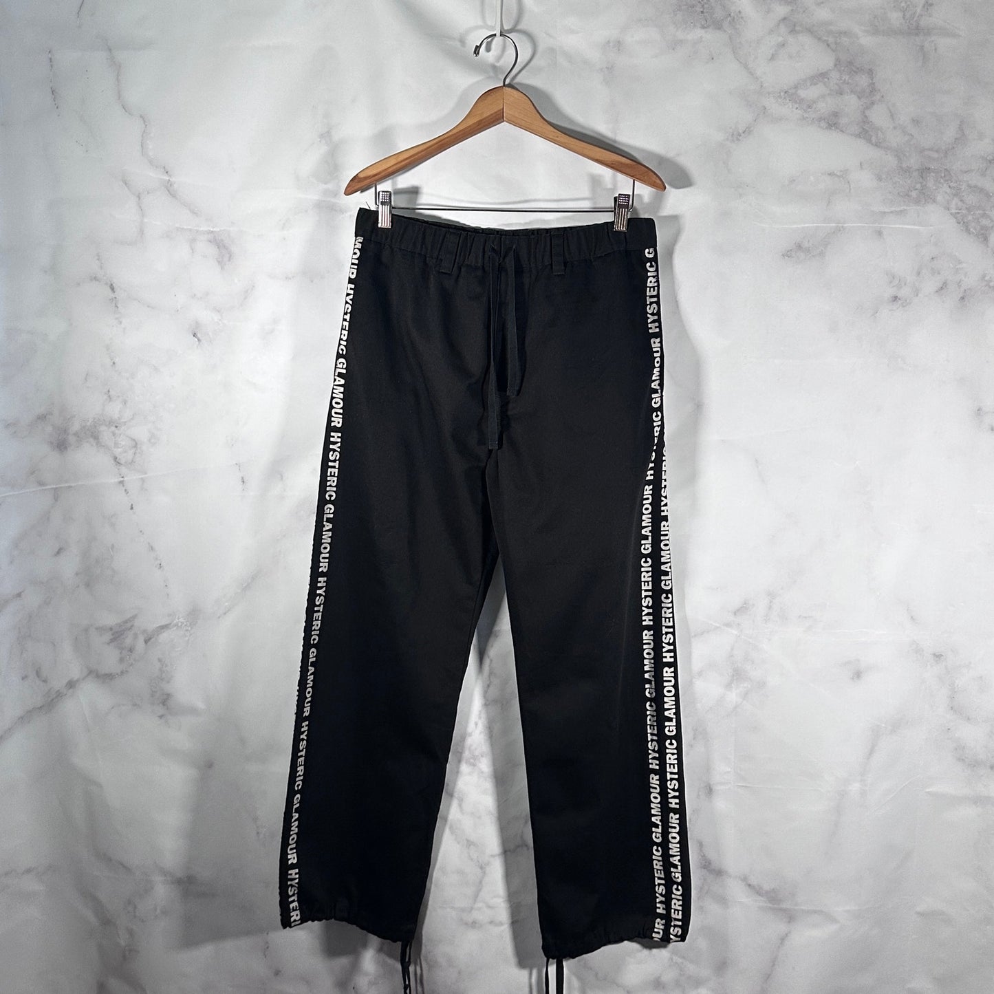 Hysteric Glamour Black Easy Text Stripe Pants