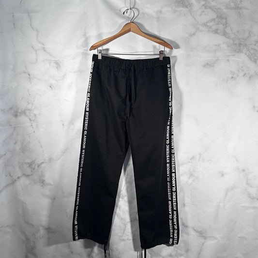 Hysteric Glamour Black Easy Text Stripe Pants