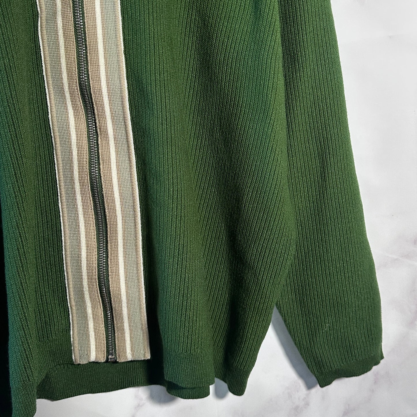 Malbon Golf Pine Green Core Zip-Up Sweater