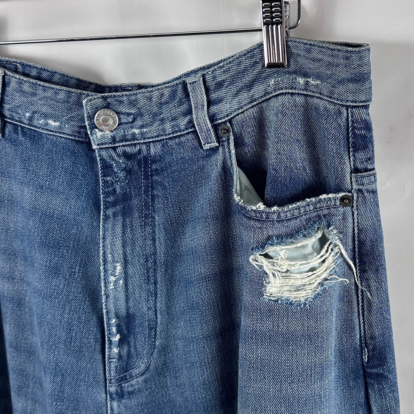 Balenciaga Baggy Distressed Blue Denim