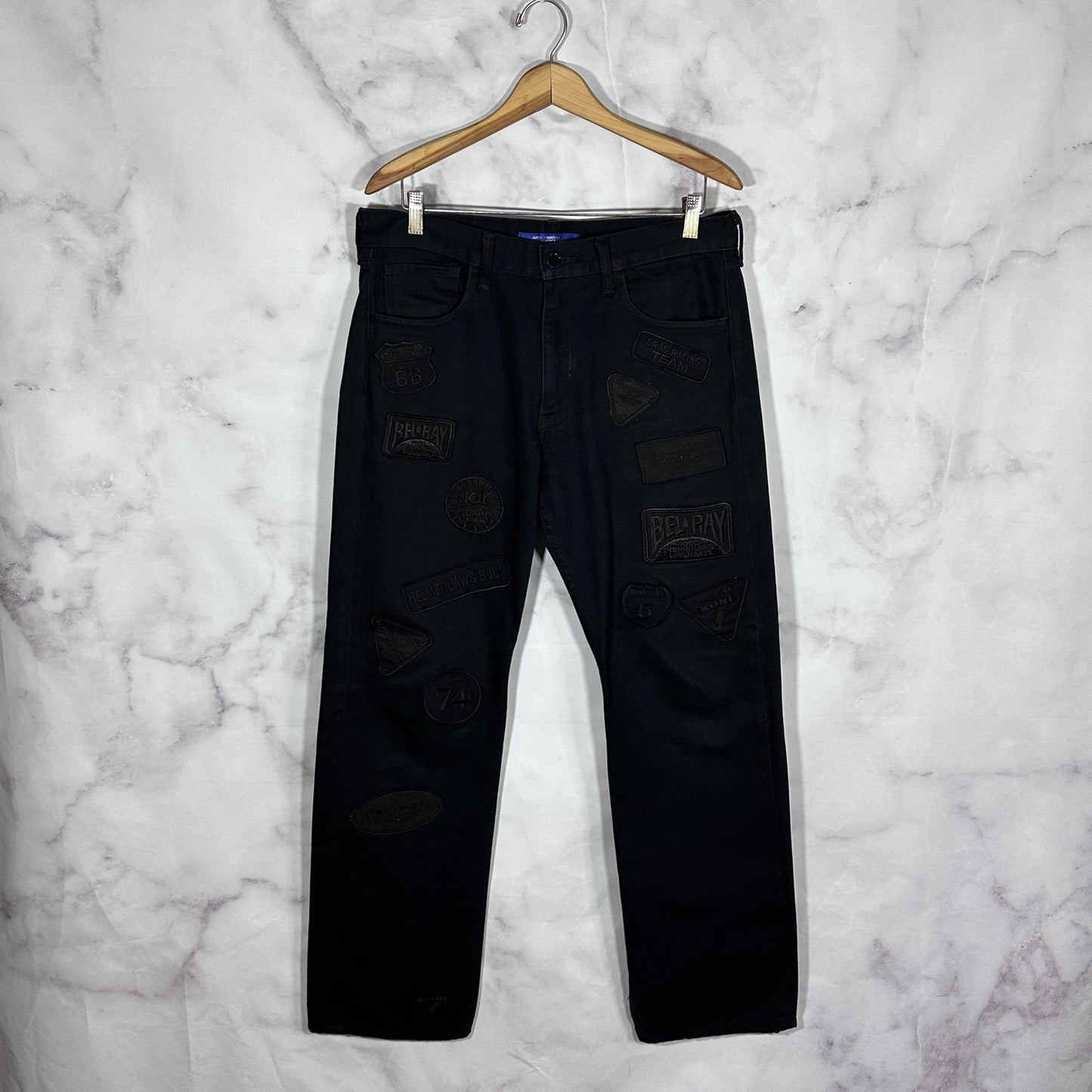 Comme des Garcons Junya Watanabe Man 2002 Black on Black Biker Patch Denim