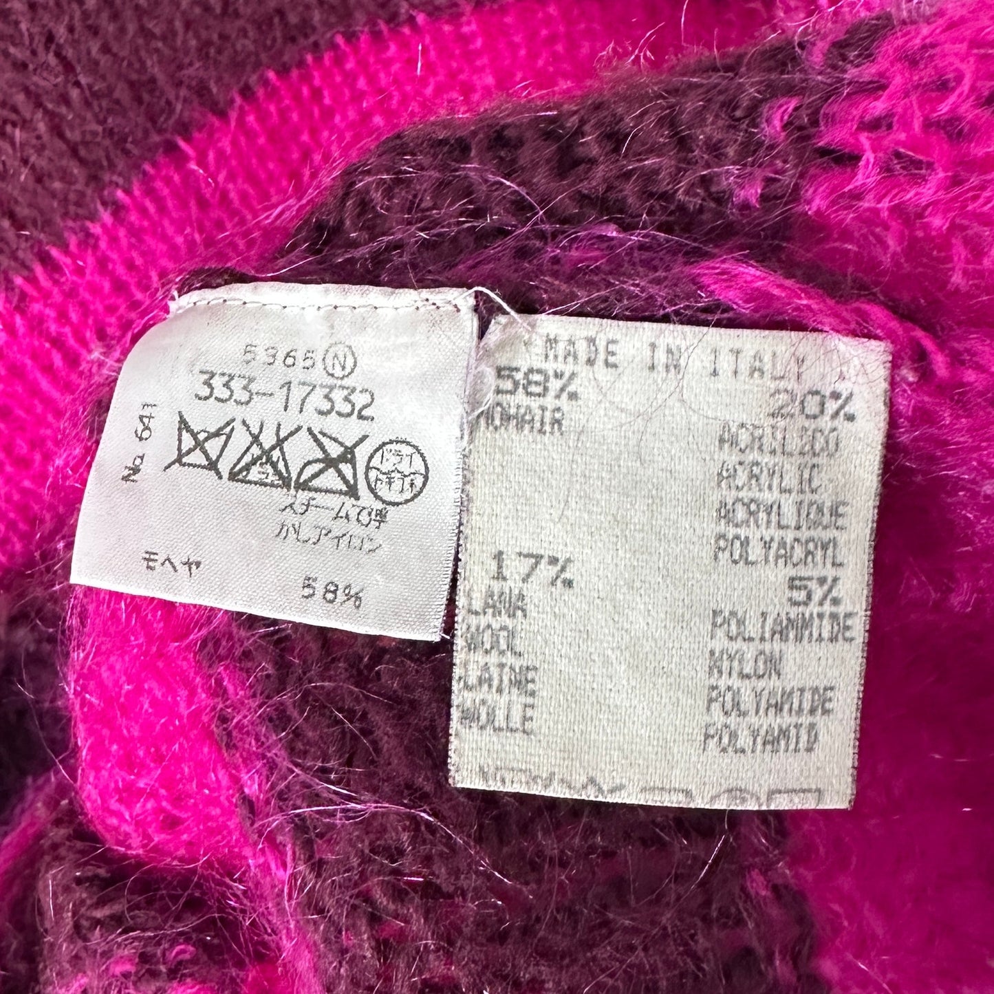 Maison Margiela Miss Deanna Pink Striped Mohair Sweater