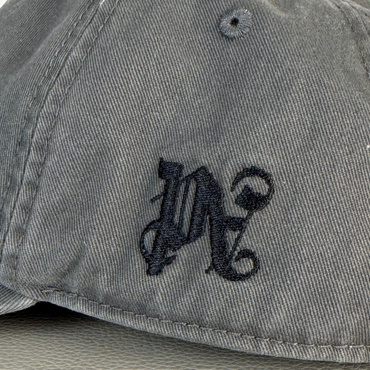 Palm Angels Grey Distressed Logo Hat